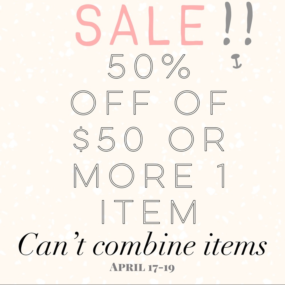 %50 off sale on any item $50 or more